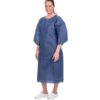 Precept® Patient Gown, Full Coveragement - Secure Neck & Waist Ties, SMS, Dark Blue, Universal, 47" x 57", 100/Bag, 100/Case