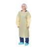 Precept® Protective Gown Over-the-Head Thumb Loop with Open Back,  Precept® Isolation Gowns - OTH Thumb Loop, Open Back, SMS, Yellow, Universal, 42" x 41", 10/Bag, 100/Case